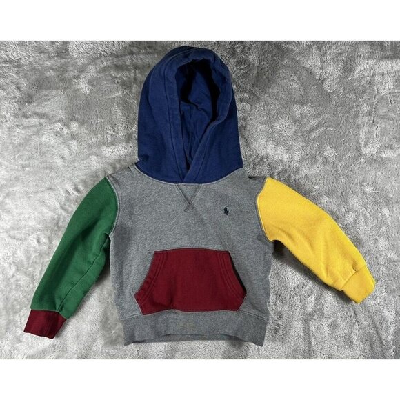Polo Ralph Lauren Color-Block Hoodie Toddler Size 3T–4T Gray/Green/Yellow/Red - Picture 2 of 6